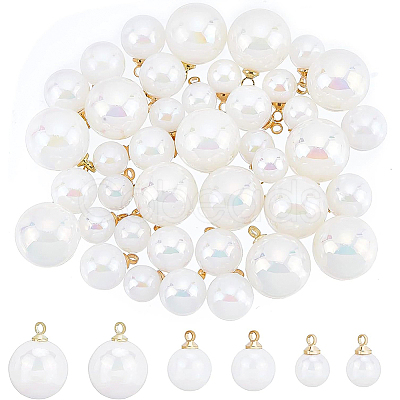 BENECREAT 60Pcs 3 Style ABS Plastic Imitation Pearl Charms KY-BC0001-28-1