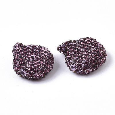 Handmade Polymer Clay Rhinestone Beads RB-T017-07D-1