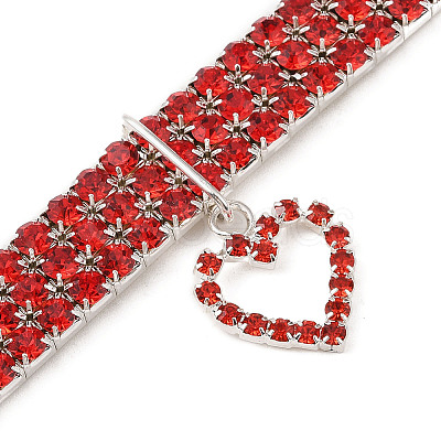 Adjustable 3-Row Iron Rhinestone Cup Chain Pet Collars AJEW-A054-01A-1