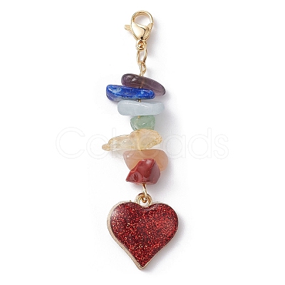 Chakra Gemstone Chip Pendant Decoration HJEW-JM01158-01-1