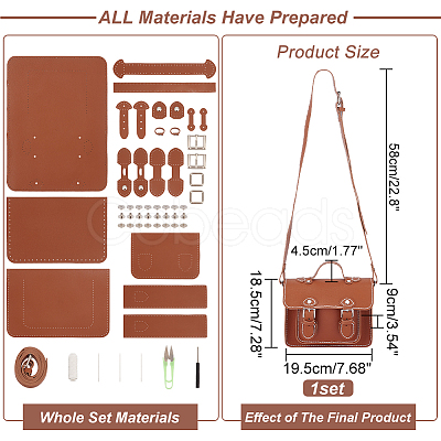 DIY Imitation Leather Satchel Making Kits DIY-WH0399-06A-1