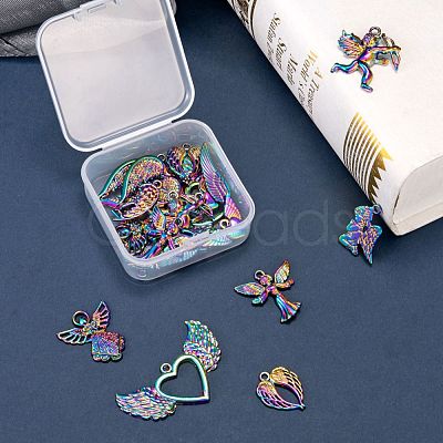 20Pcs 10 Style Rainbow Color Alloy Pendants FIND-LS0001-14MC-1