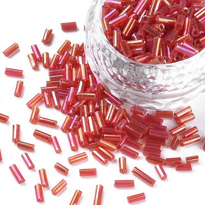 Tube AB-Color Plated Glass Bugle Beads SEED-R011-165B-1