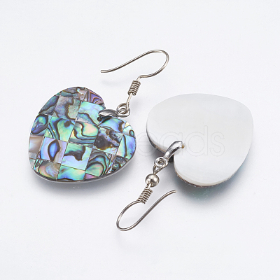 Abalone Shell/Paua Shell Dangle Earrings EJEW-F147-C-1