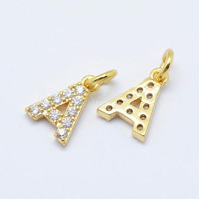 Brass Micro Pave Grade AAA Cubic Zirconia Charms ZIRC-P067-11G-A-NR-1