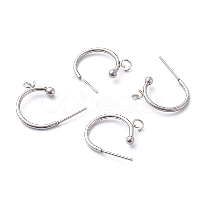 Non-Tarnish 304 Stainless Steel Half Hoop Earrings STAS-Z028-B01-P-1