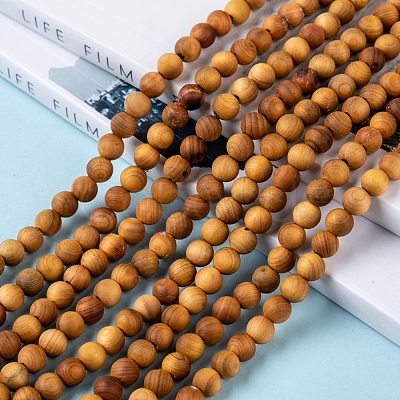 Natural Wood Beads Strand WOOD-F006-01-6mm-1