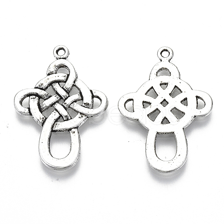 Chinese Knot Tibetan Style Alloy Pendants X-TIBEP-A5642-AS-RS-1