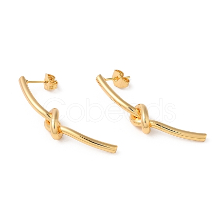 Rack Plating Brass Knot Dangle Stud Earrings EJEW-R151-05G-1