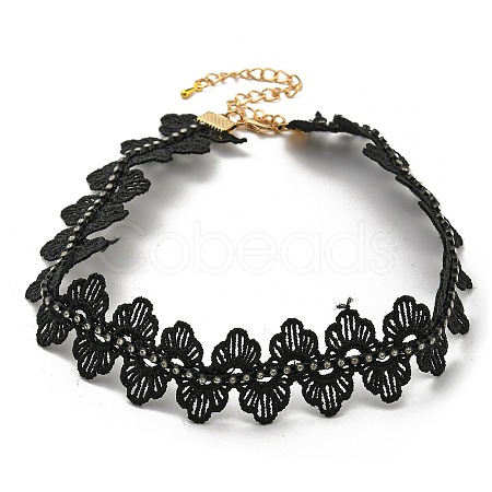 Polyester Lace Choker Necklaces NJEW-R263-27B-G-1