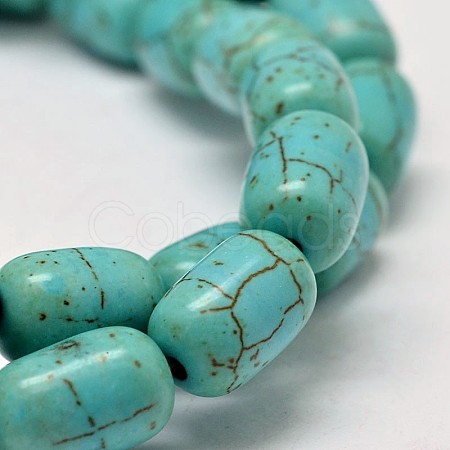 Dyed Barrel Synthetic Turquoise Beads Strands G-M142-05-1