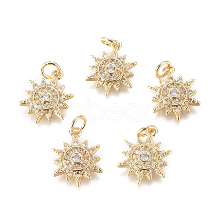 Brass Micro Pave Cubic Zirconia Charms KK-D159-04G-1