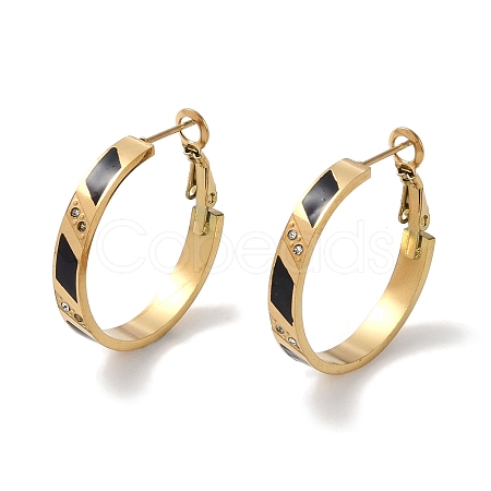 304 Stainless Steel Rhinestone Hoop Earrings for Women EJEW-L283-051G-01-1