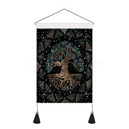 Polyester Tree of Life Pattern Wall Hanging Tapestry TREE-PW0001-95G-1