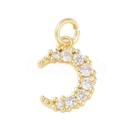 Rack Plating Brass Micro Pave Clear Cubic Zirconia Charms KK-Z060-09G-02-1