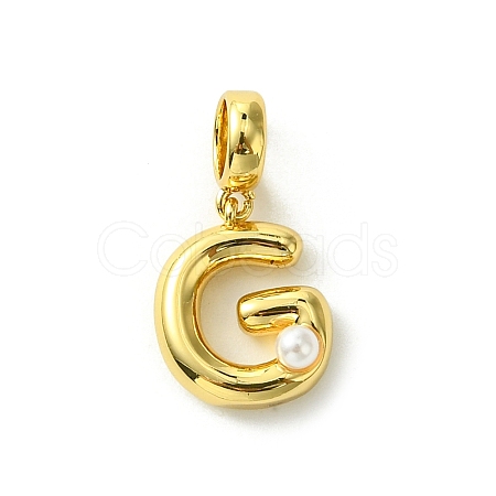 Rack Plating Brass with ABS Plastic Pearl European Dangle Charms KK-G501-02G-G-1