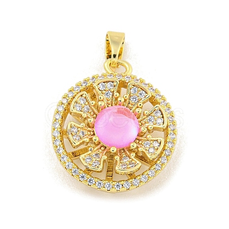 Rack Plating Brass Cubic Zirconia Pendants KK-M291-01G-1