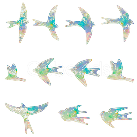 11Pcs Bird Colorful Suncatcher Rainbow Prism Electrostatic Glass Stickers DIY-WH0409-69H-1