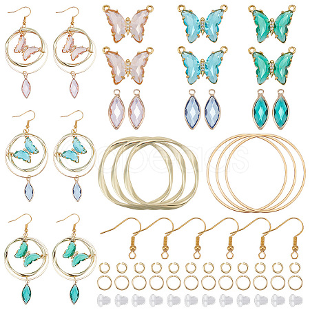  ® DIY Glass Butterfly & Horse Eyes Earring Making Kits DIY-PH0010-65-1