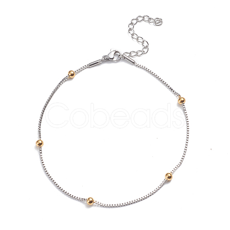 304 Stainless Steel Box Chain Anklets X-AJEW-G024-01A-1
