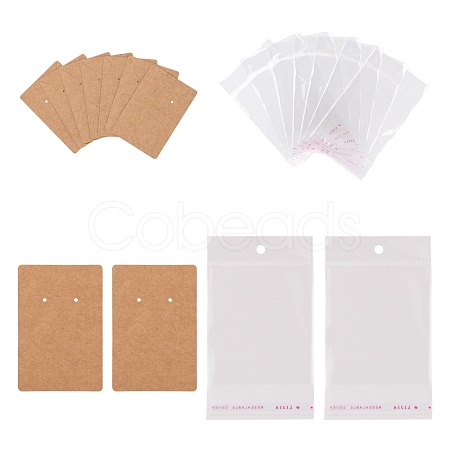 200Pcs 2 Style Cardboard Display Cards and OPP Cellophane Bags CDIS-LS0001-05B-1