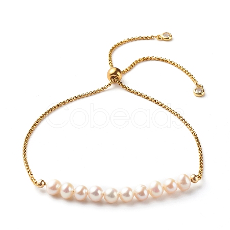 Natural Pearl Beads Slider Bracelets BJEW-JB06572-1