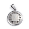 Non-Tarnish 304 Stainless Steel Pendants, Flat Round with 12 Constellation/Zodiac Sign, Stainless Steel Color, Cancer, 29x25x4.5mm, Hole: 9x5mm