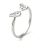 Bass Ring, Long-Lasting Plated, Butterfly, Platinum, Inner Diameter: 17mm