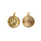 Brass Pendants, with Jump Rings, Nickel Free, Flat Round with Woman, Real 18K Gold Plated, 21x18x2mm, Jump Ring: 5x1mm, 3mm inner diameter