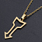 201 Stainless Steel Pendant Necklaces, with Cable Chains and Lobster Claw Clasps, Arrows, Golden, 17.7 inch(45cm), 1.5mm