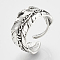 Alloy Cuff Finger Rings, Wide Band Rings,  Feather, Antique Silver, Size 10, 20mm