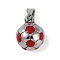 Trendy Necklace Findings 304 Stainless Steel FootBall/Soccer Ball Pendants, Stainless Steel Color, Red, 15x11mm, Hole: 3x6mm