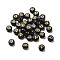 Plating Opaque Acrylic Beads, Golden Metal Enlaced, Flat Round with Letter, Letter P, 7x3.5mm, Hole: 1.2mm, about 3846pcs/500g