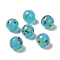 Handmade Lampwork Beads, Imitation Jade Beads, Round, Dark Turquoise, 14mm, Hole: 2mm