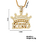 Rhinestone Crown Necklace with 3D English Letter Pendant