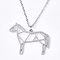 Non-Tarnish 201 Stainless Steel Pendant Necklaces, with Cable Chains, Horse, Stainless Steel Color, 17.5 inch~17.9 inch(44.5~45.5cm), 1.5mm, Horse: 26x30x1mm