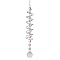 Spiral Alloy Hanging Ornaments, Iron Chain & Glass Octagon Beads & Round Tassel for Home Garden Decorations, Platinum, 435mm