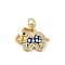 Rack Plating Brass Micro Pave Clear Cubic Zirconia Pendants, with Enamel Shell, Long-Lasting Plated, Lead Free & Cadmium Free, Real 18K Gold Plated, Elephant, Dark Blue, 15.5x18x3mm, Hole: 3mm