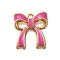 Rack Plating Alloy Enamel Pendants, Bowknot Charm, Golden, Camellia, 19.5x17.5x3mm, Hole: 1.5mm