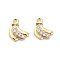 Brass Micro Pave Clear Cubic Zirconia Charms, Banana, Real 18K Gold Plated, 7.5x5.5x2mm, Hole: 0.9mm