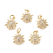 Brass Micro Pave Cubic Zirconia Charms, with Jump Rings, Sun, Clear, Golden, 14x10.8x2mm, Jump Rings: 4.5mm