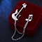 Guitar Musical Note Alloy Crystal Rhinestone Hanging Chain Brooch, Platinum, 140x50x20mm