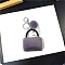 Fibre Keychian, Bag Shape, Pom Pom Pendant, Medium Purple, 8cm