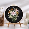 DIY Flower Pattern Embroidery Kits, Including Printed Cotton Fabric, Embroidery Thread & Needles, Embroidery Hoops, Black, 200mm