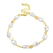 Rack Plating Brass and ABS Imitation Pearl Bracelets, Cadmium Free & Lead Free, Long-Lasting Plated, Real 18K Gold Plated, 7-1/4 inch(18.5cm)