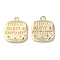 Brass Micro Pave Cubic Zirconia Pendants, Square with Word Charms, Real 18K Gold Plated, 15.5x13x1.5mm, Hole: 1.8mm