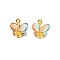 10Pcs Glass Charms, with Golden Alloy Finding, Butterfly, Light Blue, 14.5x10mm