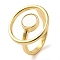 Shell Finger Ring for Women, Brass Open Cuff Ring, Real 18K Gold Plated, Flat Round, Round: 20x22mm, Inner Diameter: 18mm