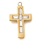 304 Stainless Steel Rhinestone Charms, Cross Charm, Real 14K Gold Plated, Crystal, 24.5x15x3mm, Hole: 1.2mm