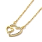 304 Stainless Steel Pendant Necklaces, Brass Micro Pave Clear Cubic Zirconia Pendant Necklaces, Heart, 18.03 inch(45.8cm) Pendant: 17x16.5mm